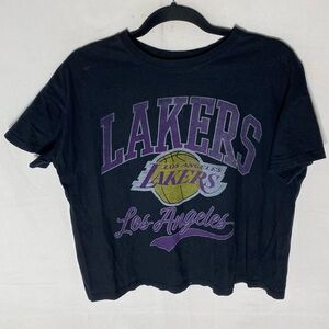 NBA Black Los Angeles LA Lakers Oversized Cropped Graphic T Shirt XS
